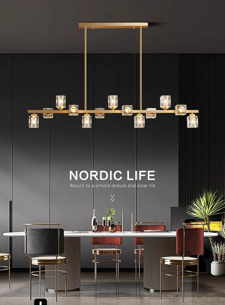 Joranai Linear luxury K9 crystal home Decoration Pendant lights