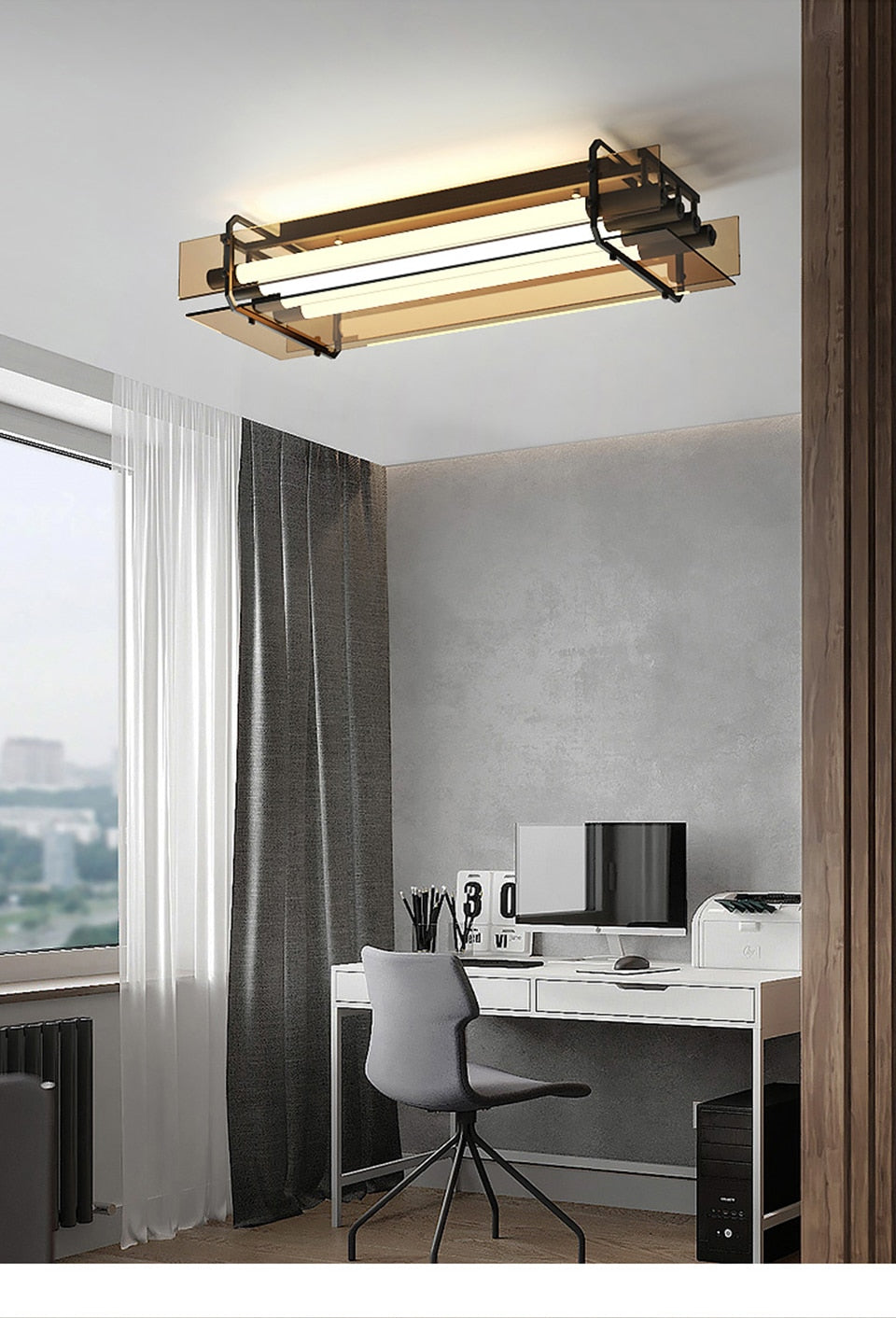IIS Voome - Ceiling Light Fixtures 30Inch Minimalist Light Tubes 32W Chandelier Glass