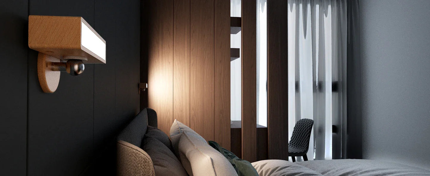 Cinde Mini Touchable Magnetic Nordic Wood With 360 Rotate Dimmable Wall Sconce