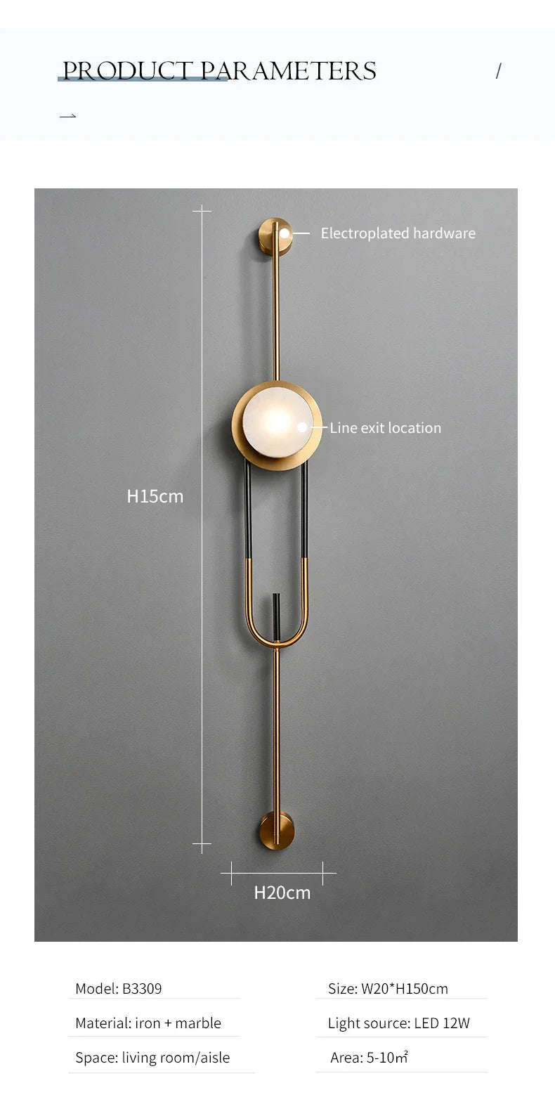 Marble Copper Luxury Wall Light