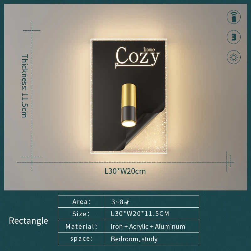 Modern Spotlight Adjustable Wall Lamp Black LED