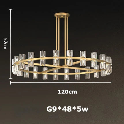 Akolia Classic Luxury LED Crystal Black Gold Hanging Lamps Pendant Lights