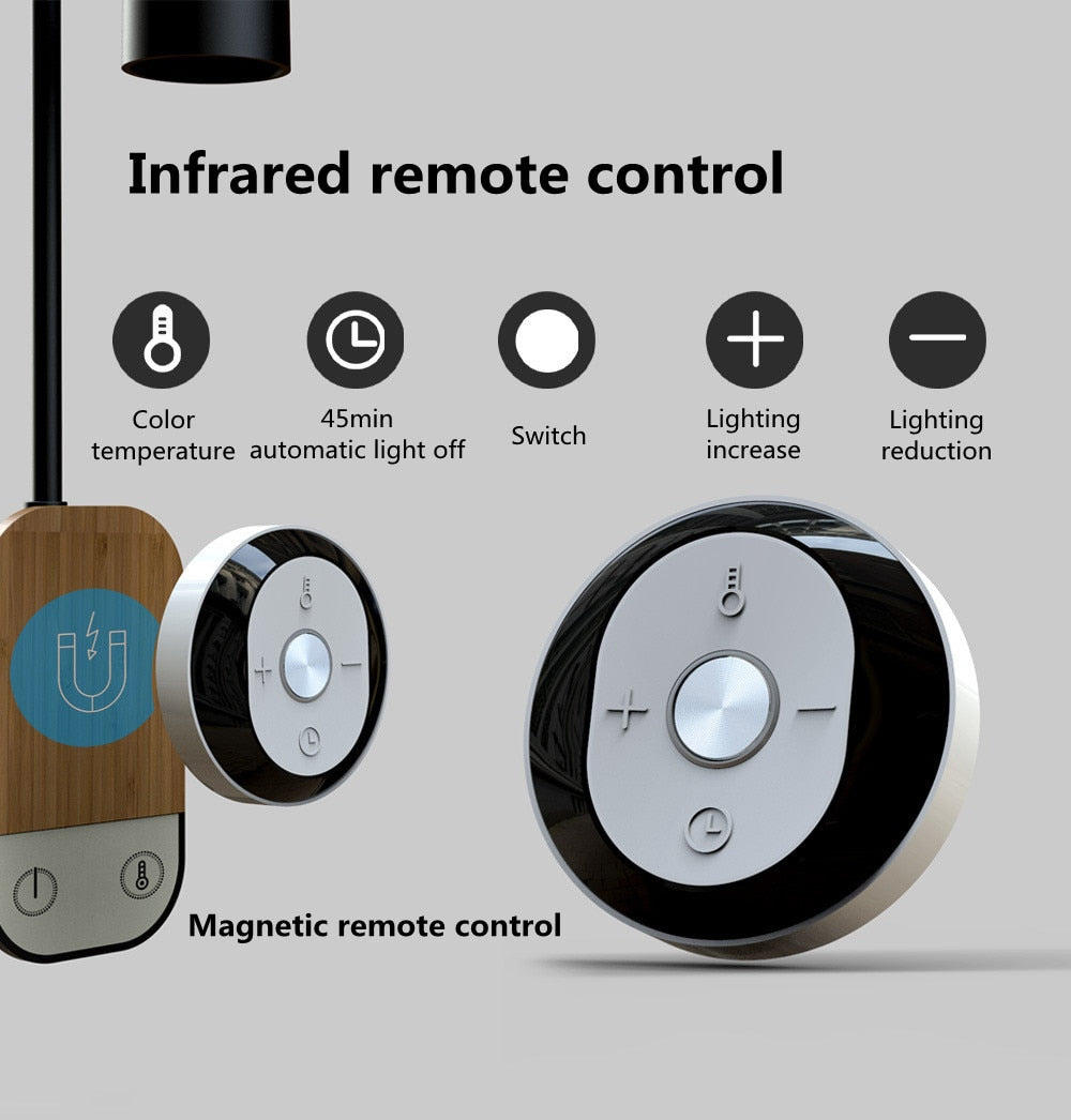 LED Rechargeable Remote Control Light Eye Protection Magnetic Suction