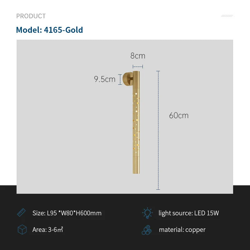 Postmodern Nordic Copper Bedside Sconce