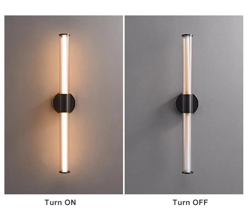 Full Copper + Glass Minimalist Wall Lamp Long Strip Mirror Makeup Light