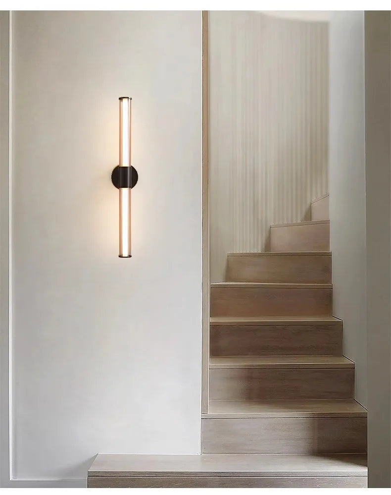 Full Copper + Glass Minimalist Wall Lamp Long Strip Mirror Makeup Light
