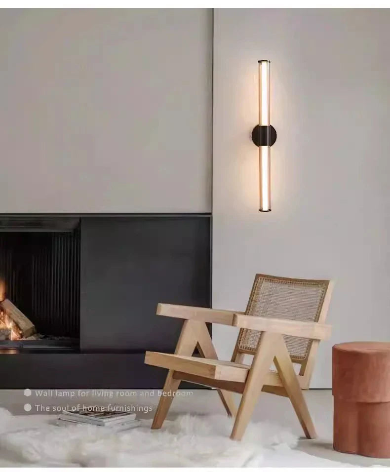 Full Copper + Glass Minimalist Wall Lamp Long Strip Mirror Makeup Light