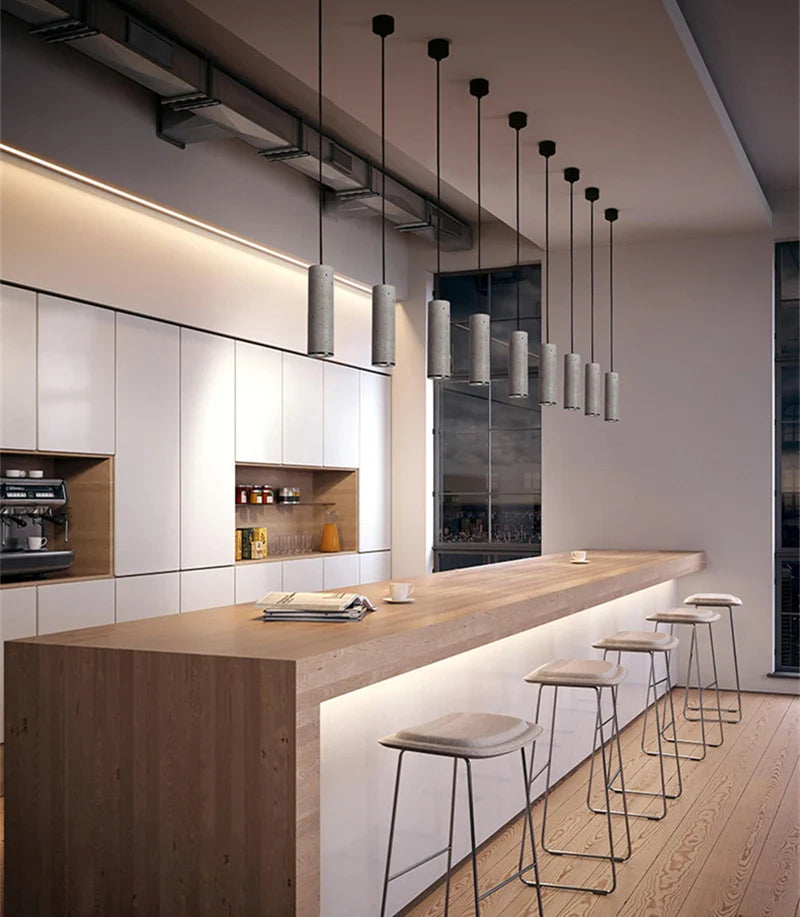Nordic Cement Industrial Pendant Lamp Modern Cylindrical Design Hang Lamp