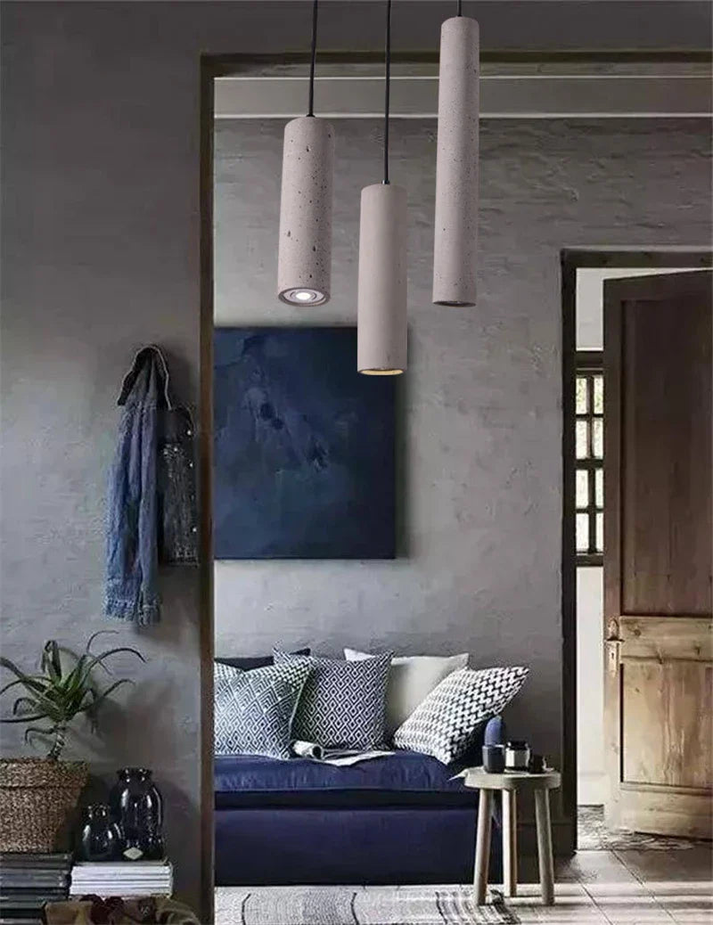 Nordic Cement Industrial Pendant Lamp Modern Cylindrical Design Hang Lamp