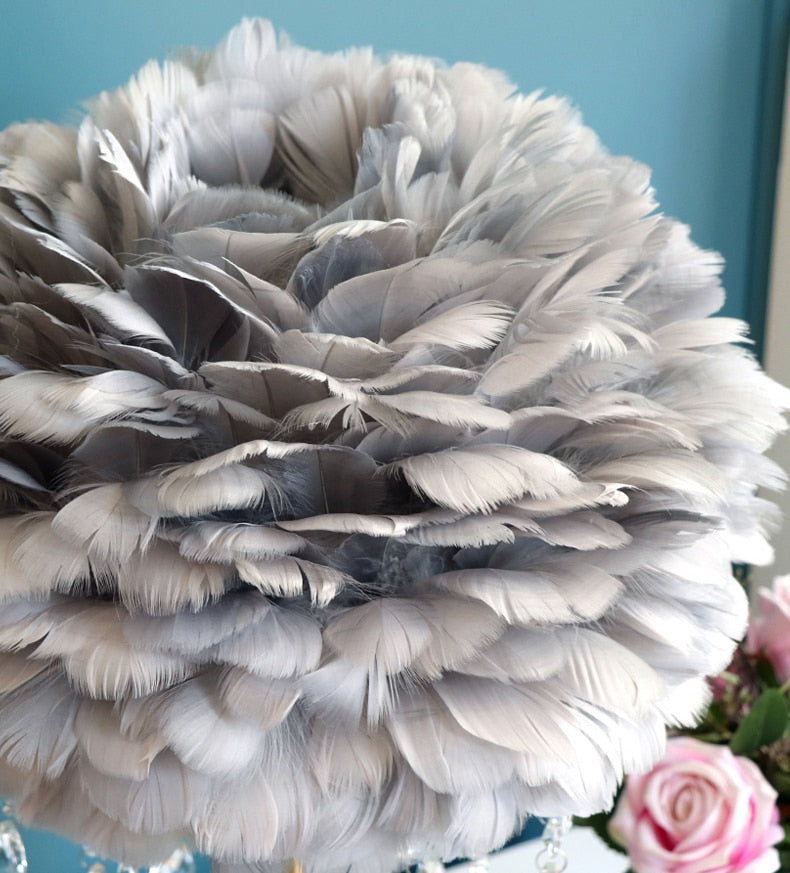 Nordic Feather Crystal Table Lamp
