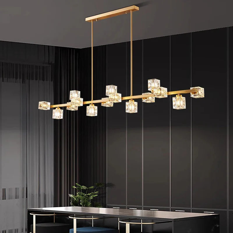 Joranai Linear luxury K9 crystal home Decoration Pendant lights