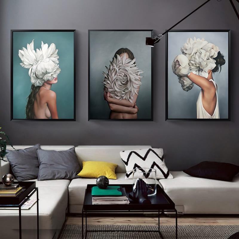 Abstract Flower Avatar Girl Canvas Painting Wall Painting Print Poster Wall Art Bedroom Living Room Modern Home Decoration