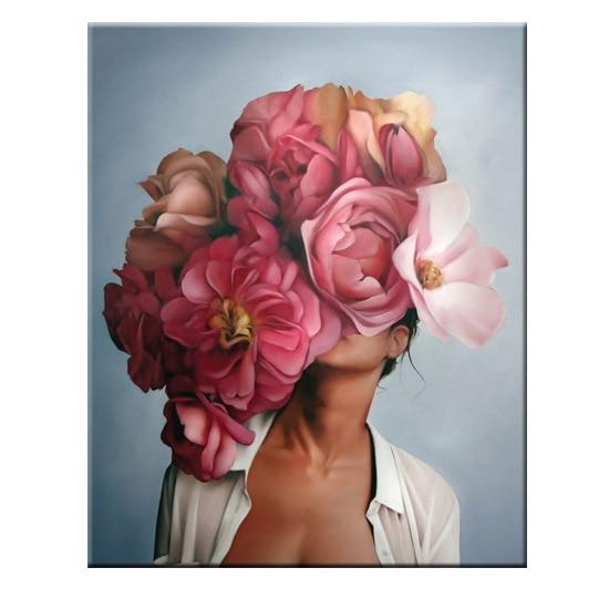 Abstract Flower Avatar Girl Canvas Painting Wall Painting Print Poster Wall Art Bedroom Living Room Modern Home Decoration