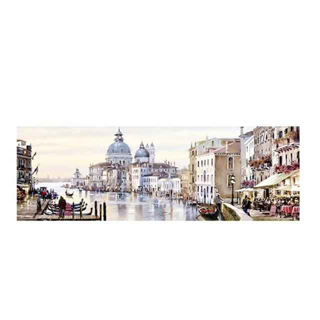 Abstract Venice City of Water Oil Painting on Canvas Resort Boats Buildings Cuadros Posters and Prints Wall Art for Living Room