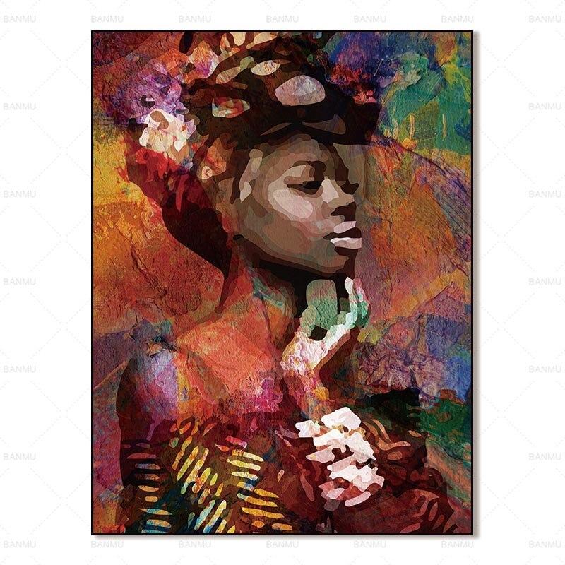 African Wall Art Portrait Printed on Canvas Unframed