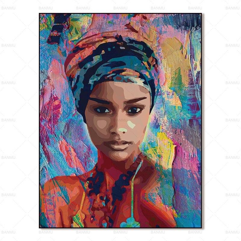 African Wall Art Portrait Printed on Canvas Unframed
