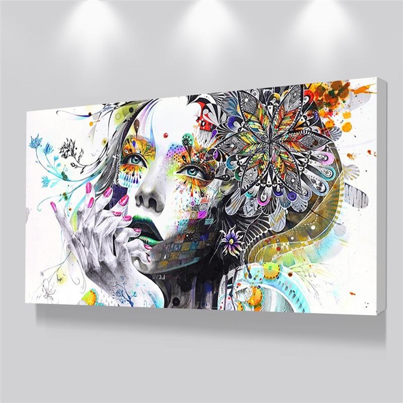 Beautiful Flower Girl Painting Canvas Wall Art Posters Print Pictures For Bedroom Home Decoration