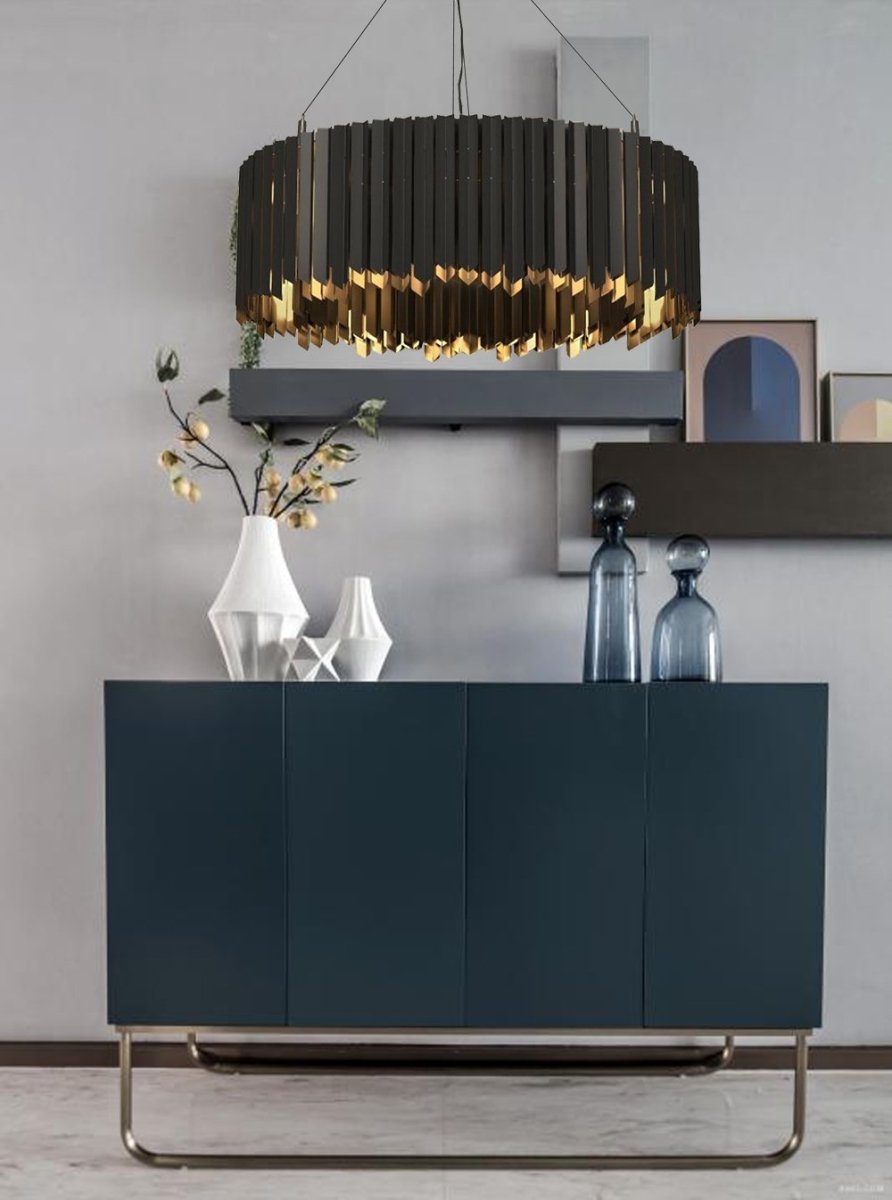 Black & Gold Stainless Steel Modern LED Chandelier