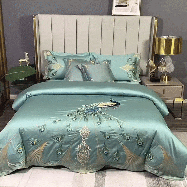 Peacock Rue Teal Duvet Set