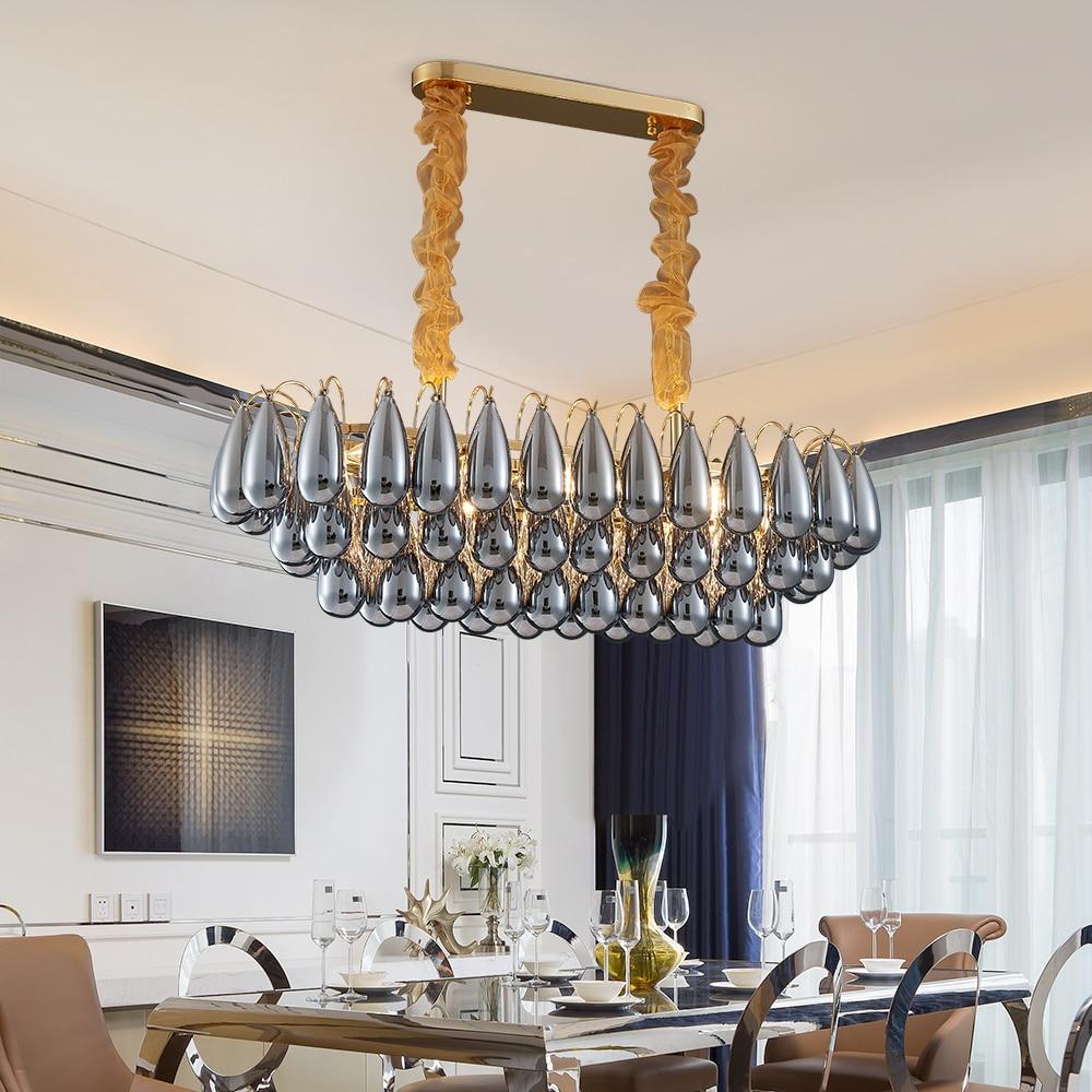 Flush Mount Rectangle Water Drop Luxury Chandelier