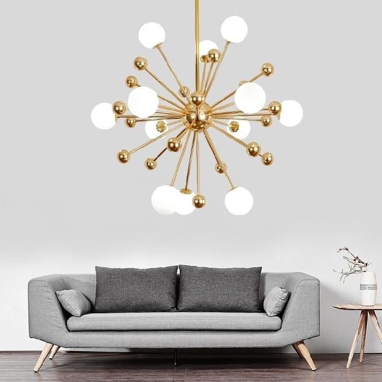 Glass LED Gold Sputnik Chandelier
