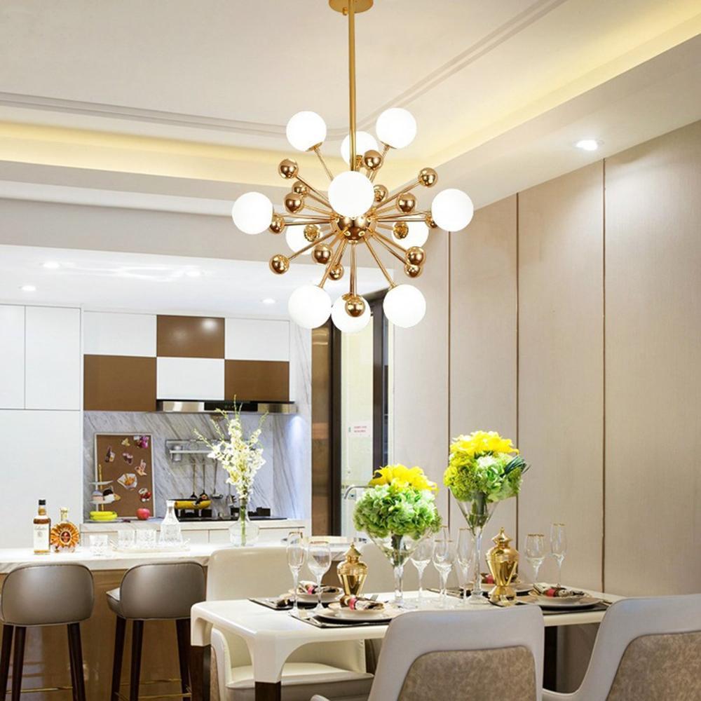 Glass LED Gold Sputnik Chandelier