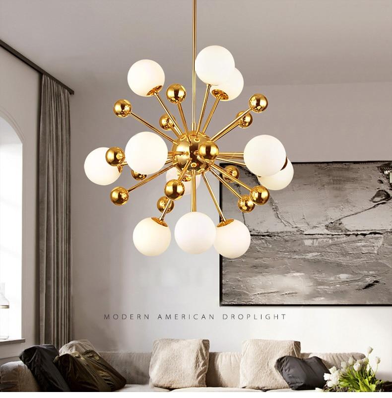 Glass LED Gold Sputnik Chandelier