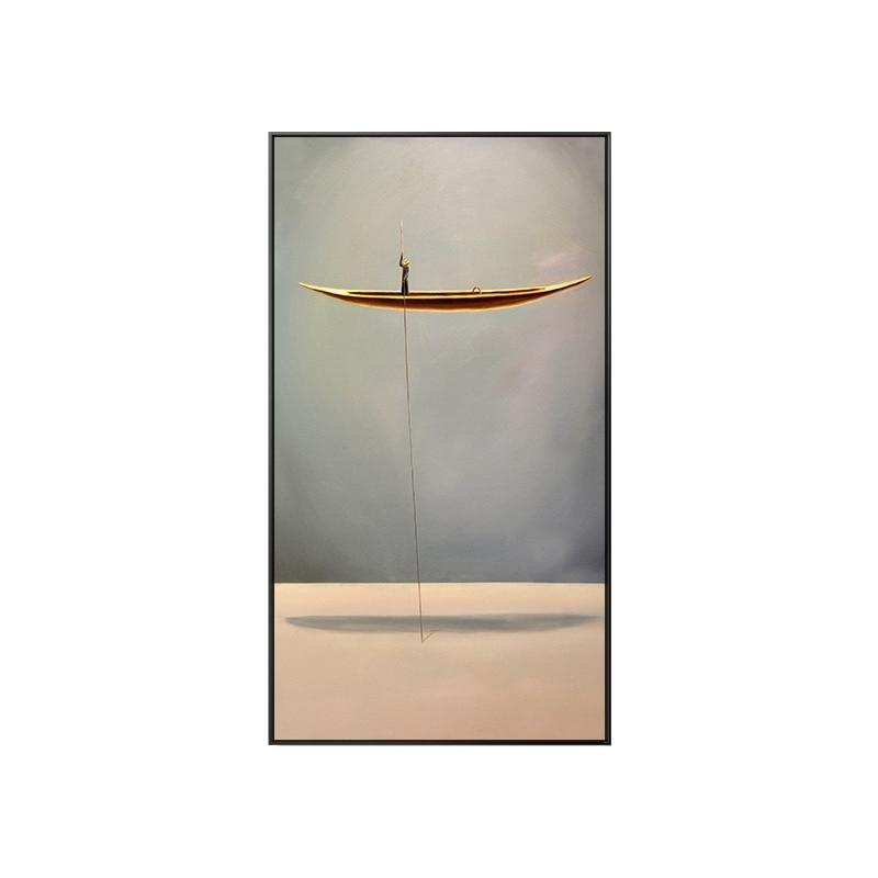Golden Boat Natural Landscape Creative Canvas Abstract Paintings Wall Art Pictures For Living Room Home Decor
