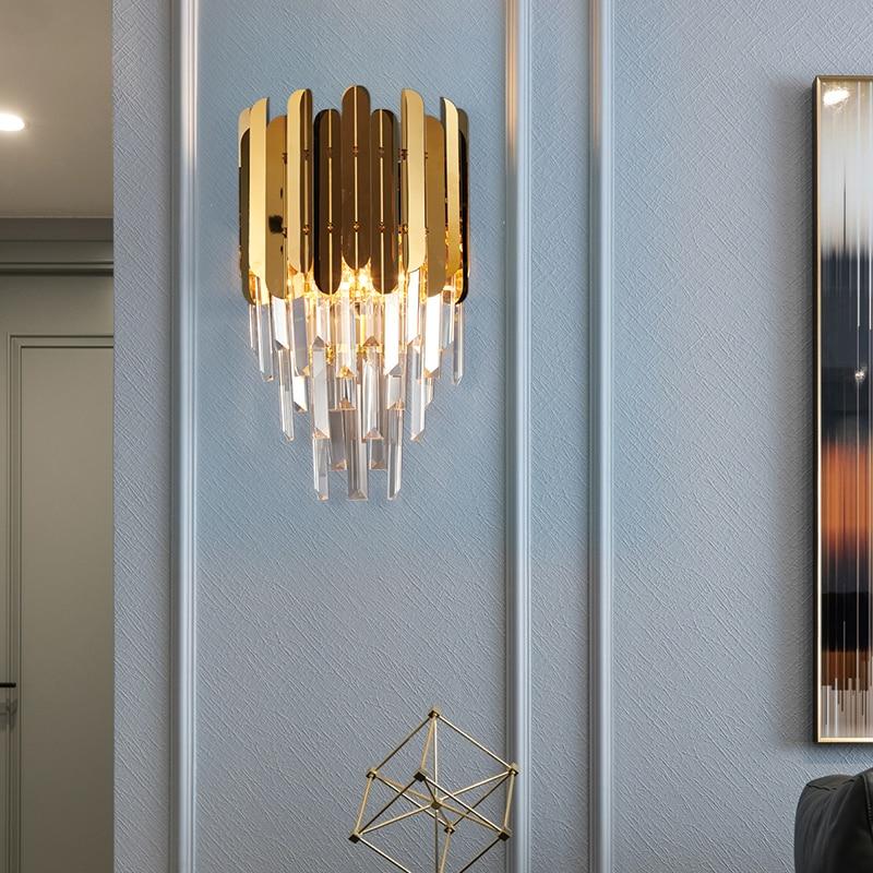 Golden Crystal Modern Bedside Wall Sconce Lamp