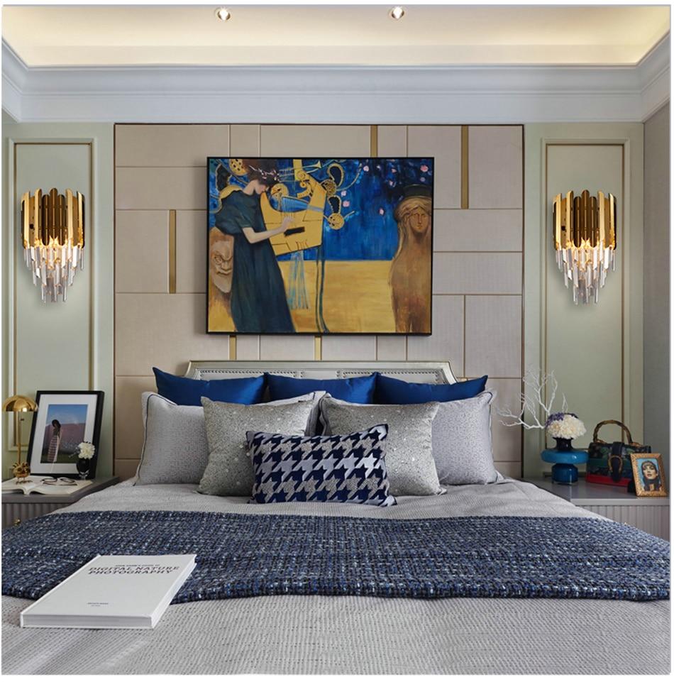 Golden Crystal Modern Bedside Wall Sconce Lamp