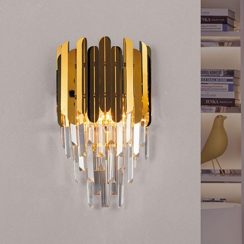 Golden Crystal Modern Bedside Wall Sconce Lamp