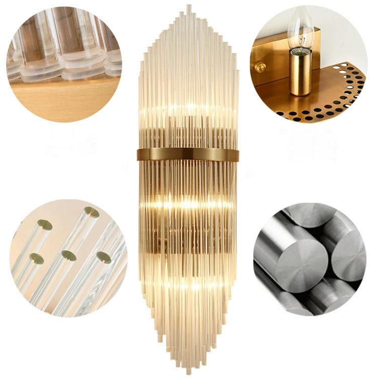 Golden Luxury Indoor Living Room Crystal Wall Sconce Lamp