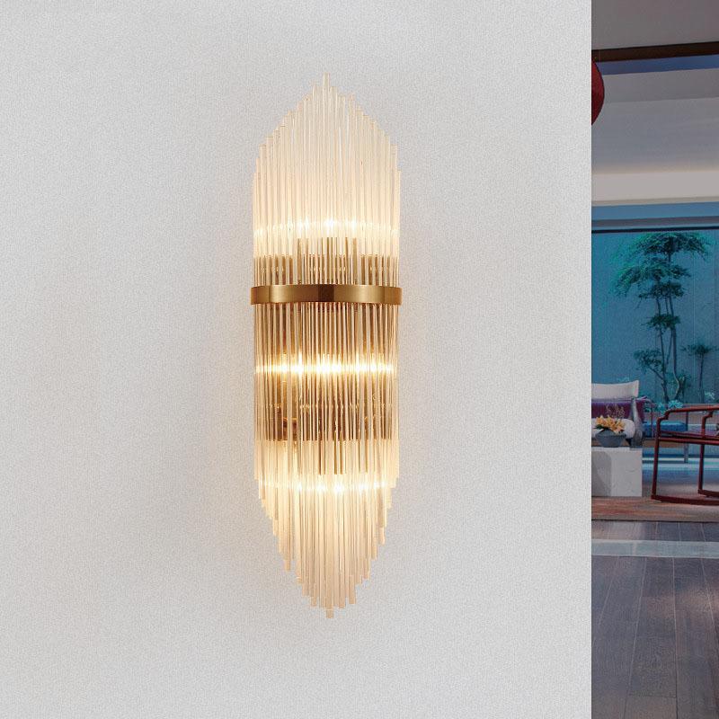 Golden Luxury Indoor Living Room Crystal Wall Sconce Lamp