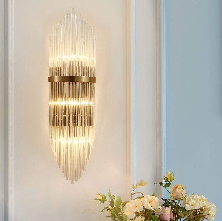 Golden Luxury Indoor Living Room Crystal Wall Sconce Lamp