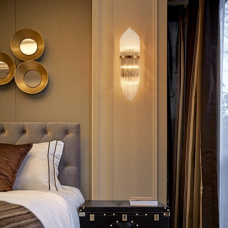 Golden Luxury Indoor Living Room Crystal Wall Sconce Lamp