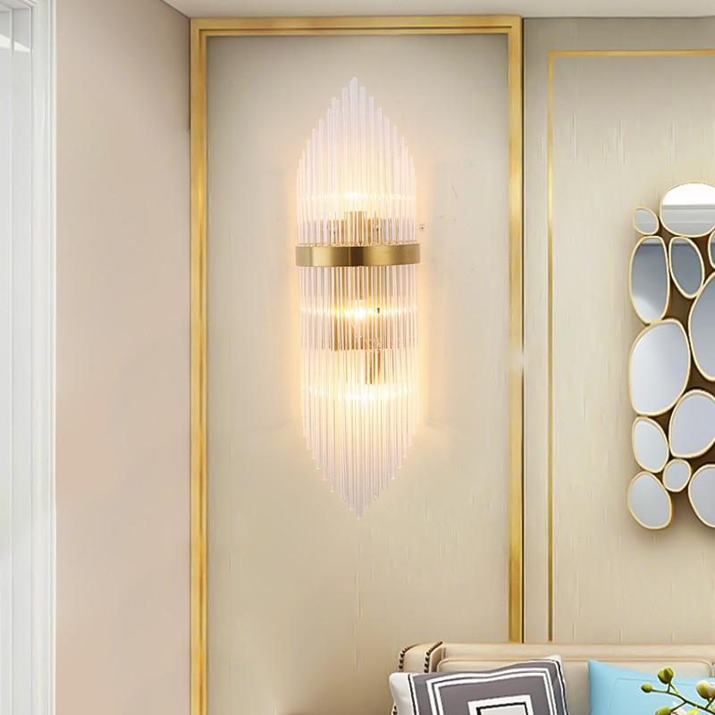 Golden Luxury Indoor Living Room Crystal Wall Sconce Lamp