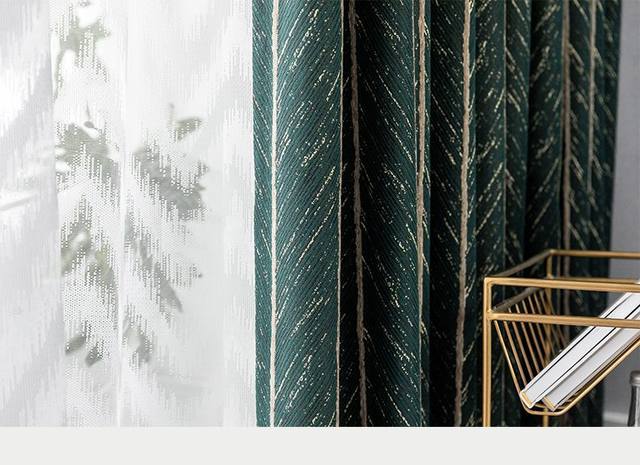 Heavy Emerald Green Chevron Drapes