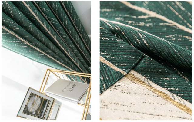 Heavy Emerald Green Chevron Drapes