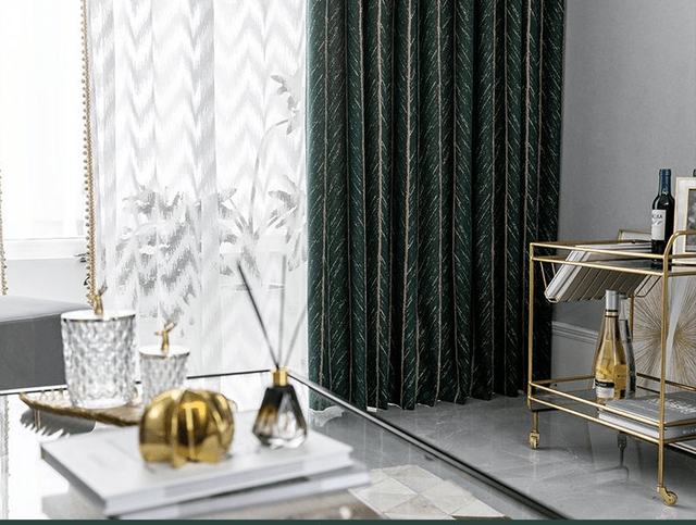Heavy Emerald Green Chevron Drapes
