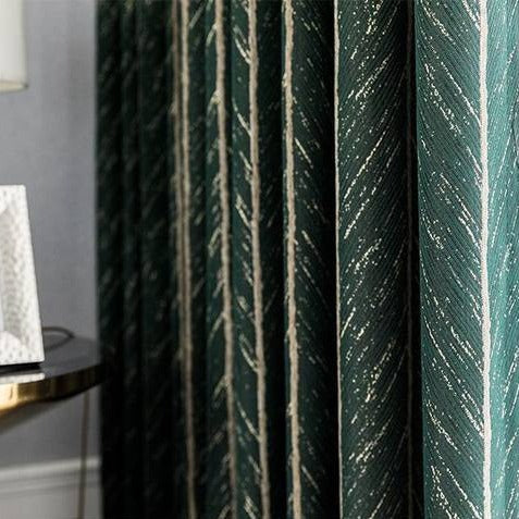 Heavy Emerald Green Chevron Drapes