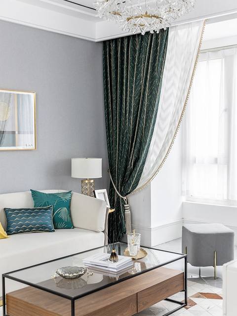 Heavy Emerald Green Chevron Drapes