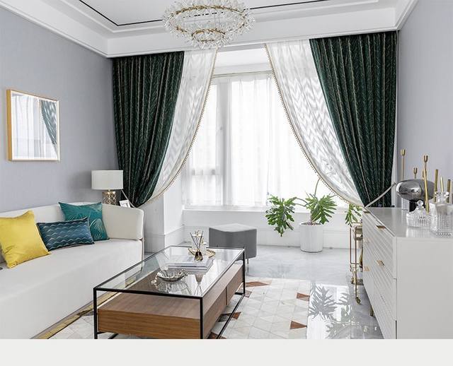 Heavy Emerald Green Chevron Drapes