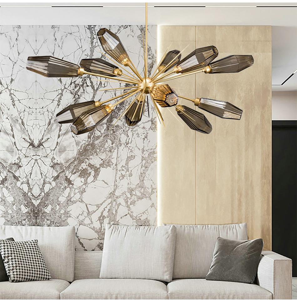 Luxury Semiflush Gold Sputnik Chandelier