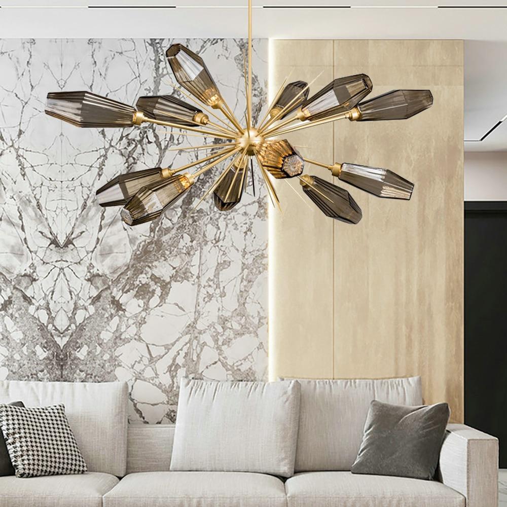 Luxury Semiflush Gold Sputnik Chandelier