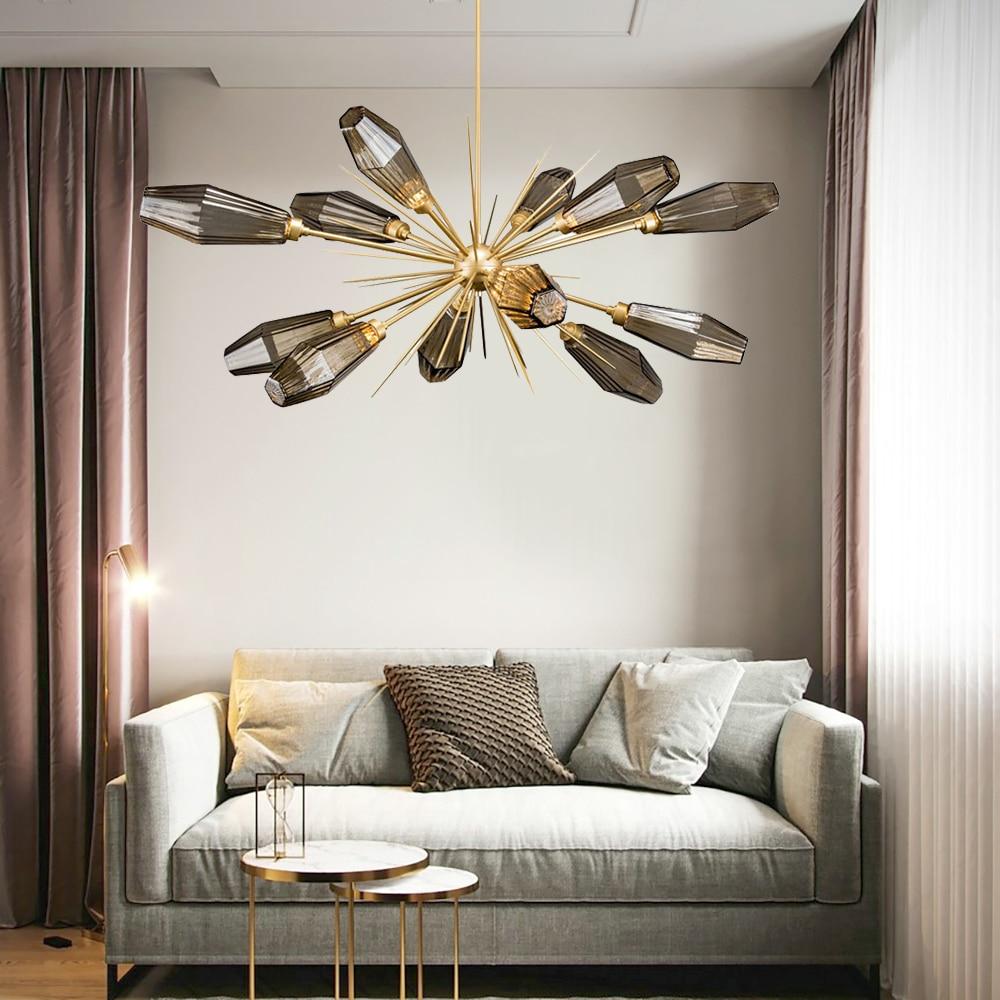 Luxury Semiflush Gold Sputnik Chandelier