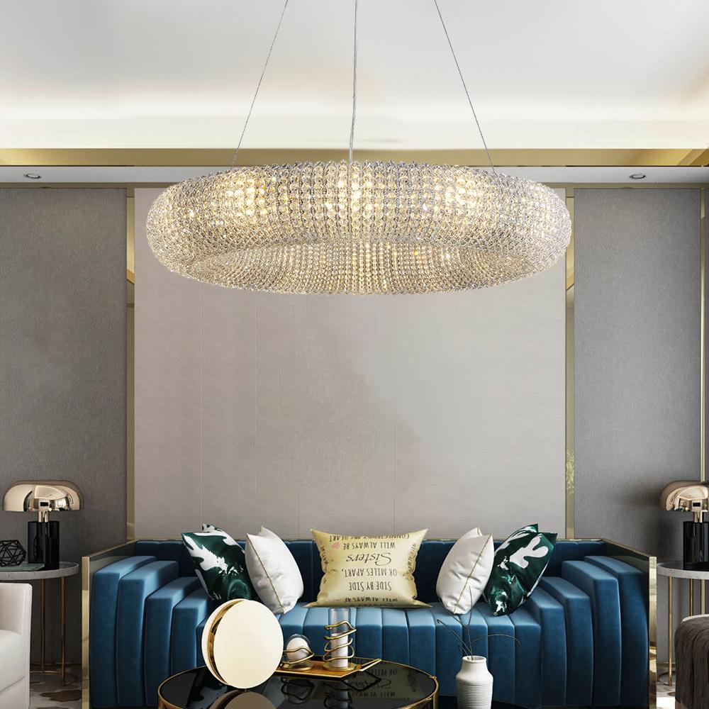 Modern Chrome Crystal Chandelier Lamp