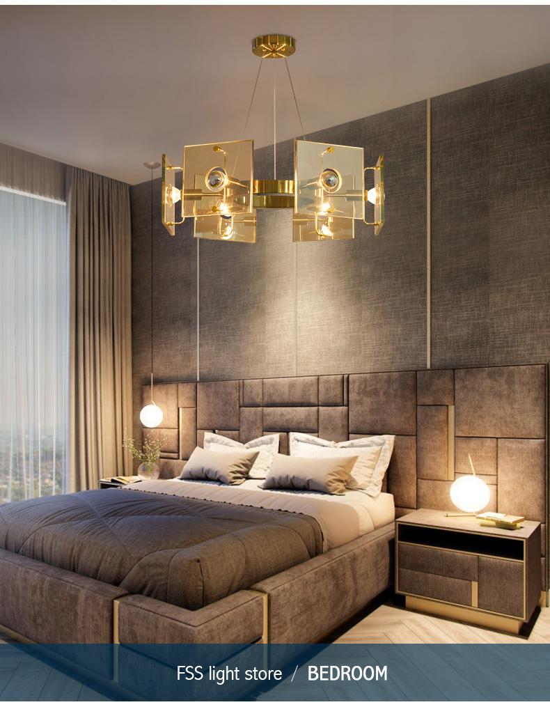 Modern Clear Glass Gold Round Chandelier Lighting For Dining Room Bedroom Chandeliers Light Fixtures LED Lamp