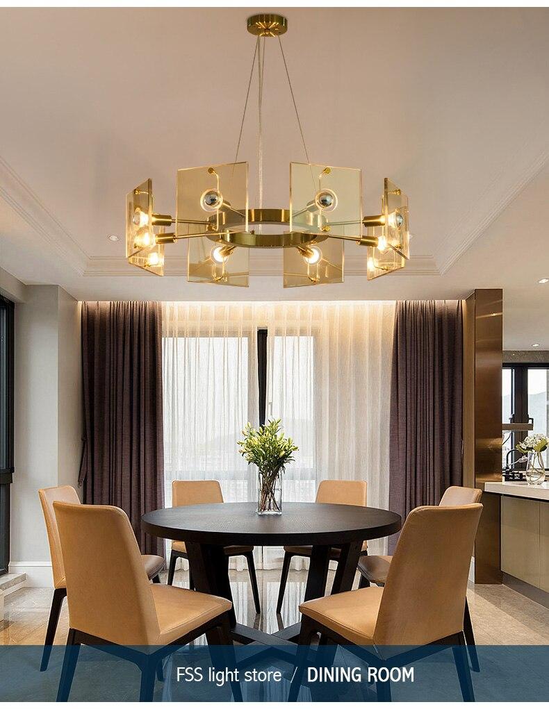 Modern Clear Glass Gold Round Chandelier Lighting For Dining Room Bedroom Chandeliers Light Fixtures LED Lamp