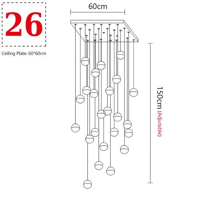 Modern Crystal Glass Ball LED Pendant Lights Fixtures Multiple Staircase Lamps Bar Hanging Lamp For Hotel
