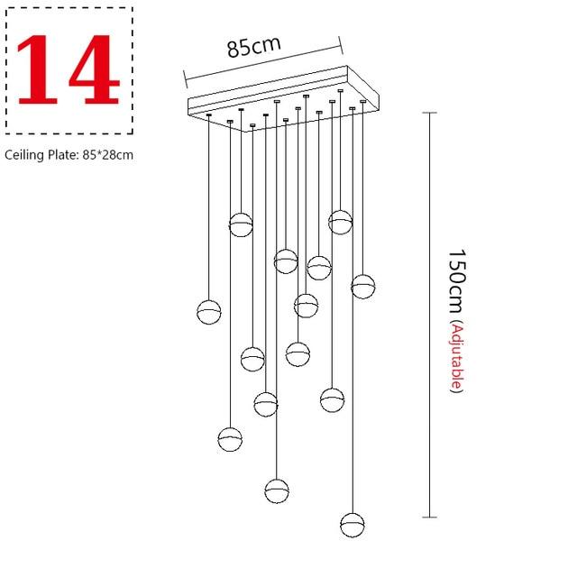 Modern Crystal Glass Ball LED Pendant Lights Fixtures Multiple Staircase Lamps Bar Hanging Lamp For Hotel